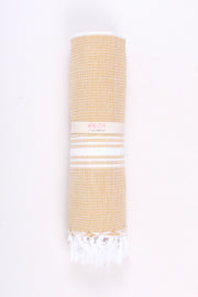 Corn Yellow Soft Bath Towel with White Stripes
