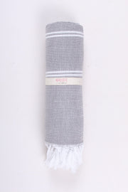 Slety Gray Soft Bath Towel with White Stripes