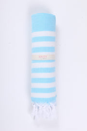 Sky Blue Ultra Soft Bath Towel with White Stripes