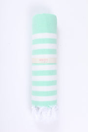 Sea Green Ultra Soft Bath Towel with White Stripes