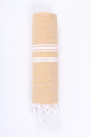 Mustard Yellow Ultra Soft Bath Towel with White Stripes