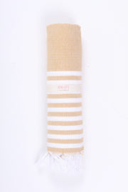 Mustard Yellow Ultra Soft Bath Towel with White Stripes