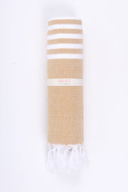 Mustard Yellow Ultra Soft Bath Towel with White Stripes