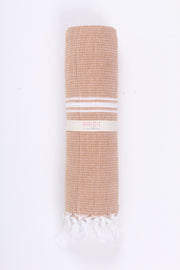 Light Brown Ultra Soft Bath Towel with White Stripes