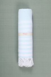 Sky Blue Ultra Soft Bath Towel with White Stripes