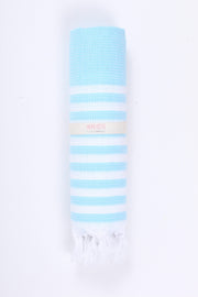 Sky Blue Ultra Soft Bath Towel with White Stripes