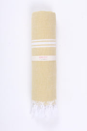 Yellow Ultra Soft Bath Towel with White Stripes