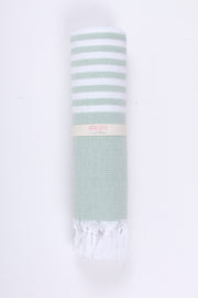 Pine Green Ultra Soft Bath Towel with White Stripes