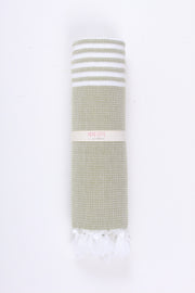 Moss Green Ultra Soft Bath Towel with White Stripes