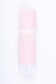 Baby Pink Ultra Soft Bath Towel with White Stripes
