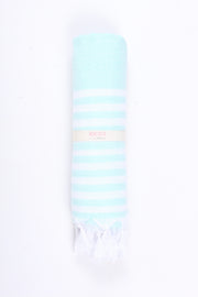 Sea Green Ultra Soft Bath Towel with White Stripes