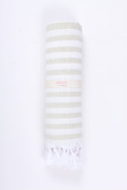 Moss Green Ultra Soft Bath Towel with White Stripes