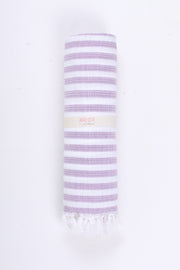 White and Violet Striped Towel