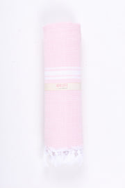 Pink and White Striped Towel