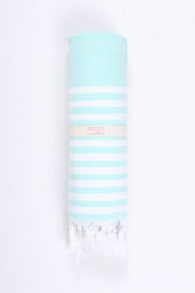 Sea Green and White Striped Towel