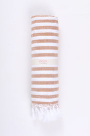 White and Brown Striped Towel