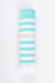 Sea Green Ultra Soft Bath Towel with White Stripes