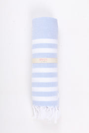 Blue Ultra Soft Bath Towel with White Stripes