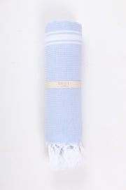 Blue Ultra Soft Bath Towel with White Stripes