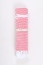Cerise Pink Ultra Soft Bath Towel with White Striped