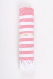 Cerise Pink Ultra Soft Bath Towel with White Striped