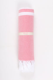 Cerise Pink Ultra Soft Bath Towel with White Striped