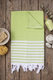 Green Ultra Soft Bath Towel with White Stripes