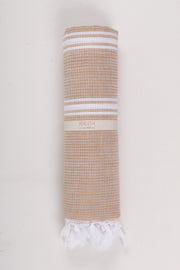 Brown Towel with White Striped