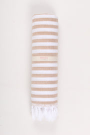 Brown Towel with White Striped