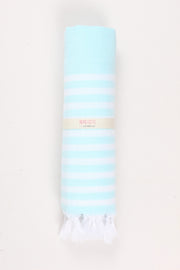 Sky Blue Soft Bath Towel with White Striped