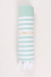 Sea Green Soft Bath Towel with White Striped