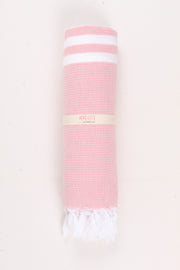 Pink Soft Bath Towel with White Striped
