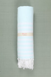 Sky Blue Soft Bath Towel with White Striped