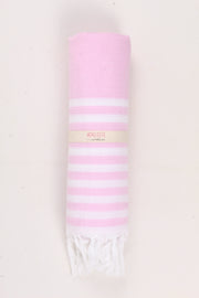 Pink Soft Bath Towel with White Striped