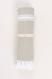 Artichoke Green Ultra Soft Bath Towel with White Stripes