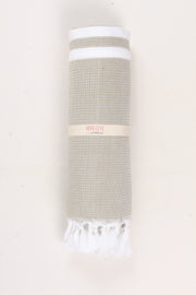 Artichoke Green Ultra Soft Bath Towel with White Stripes