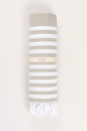 Artichoke Green Ultra Soft Bath Towel with White Stripes