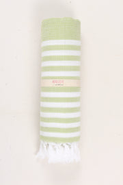 Green Ultra Soft Bath Towel with White Stripes