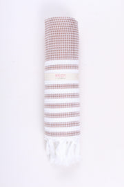 Cake Brown Ultra Soft Bath Towel with White Stripes