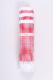 Coral Ultra Soft Bath Towel with White Stripes