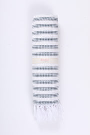 Iron Gray Ultra Soft Bath Towel with White Stripes