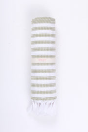 Olive Green Ultra Soft Bath Towel with White Striped