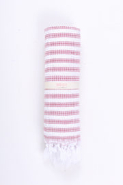 Cerise Pink and White Striped Towel