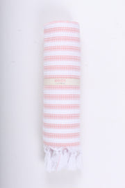 Peach and White Striped Towel