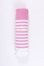 Pink and White Striped Towel