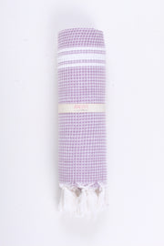 Mulberry Violet and White Striped Towel