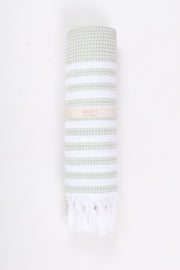 Sage Green Ultra Soft Bath Towel with White Striped