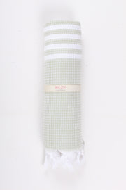 Sage Green Ultra Soft Bath Towel with White Striped