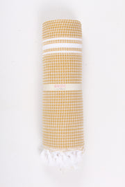 Corn Yellow Ultra Soft Bath Towel with White Striped