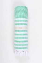 Jungle Green Ultra Soft Bath Towel with White Striped